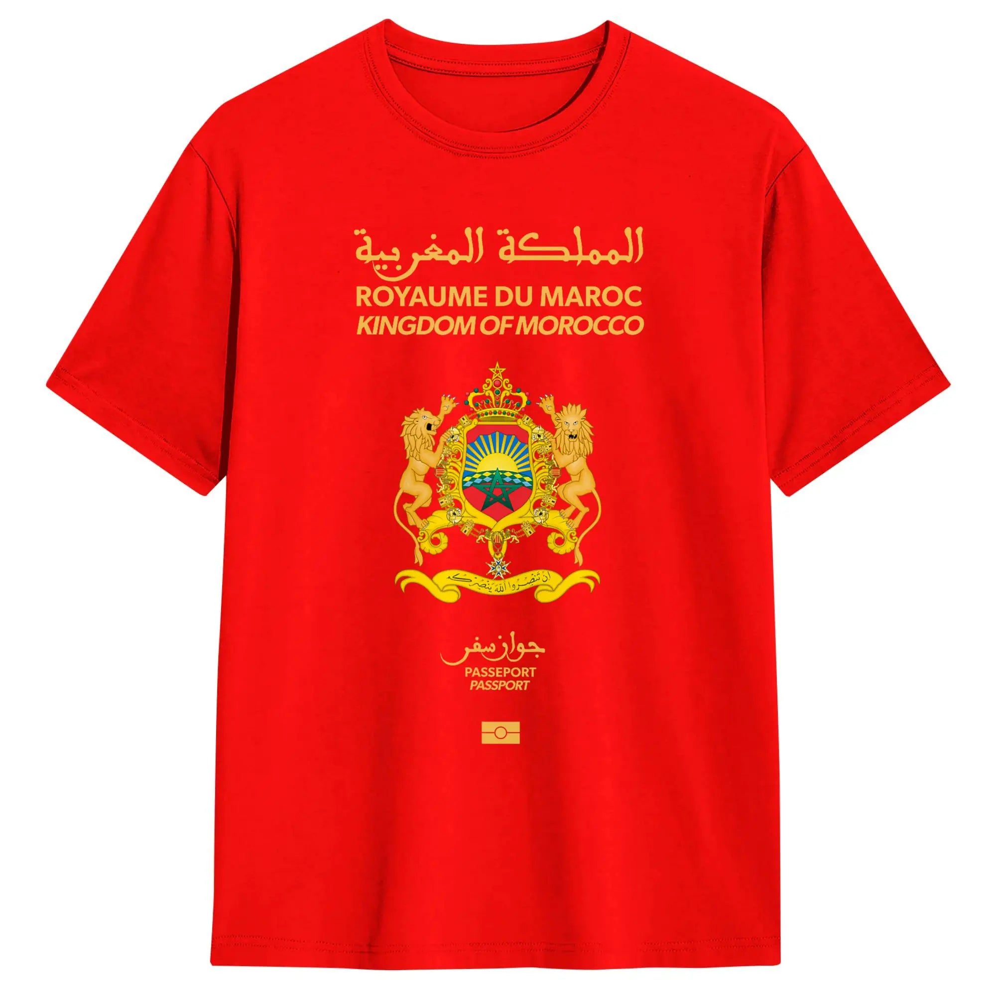 Men Moroccan passport Kingdom of Morocco T Shirts  Pure Cotton Clothing Unique Short Sleeve Crewneck Tees Adult