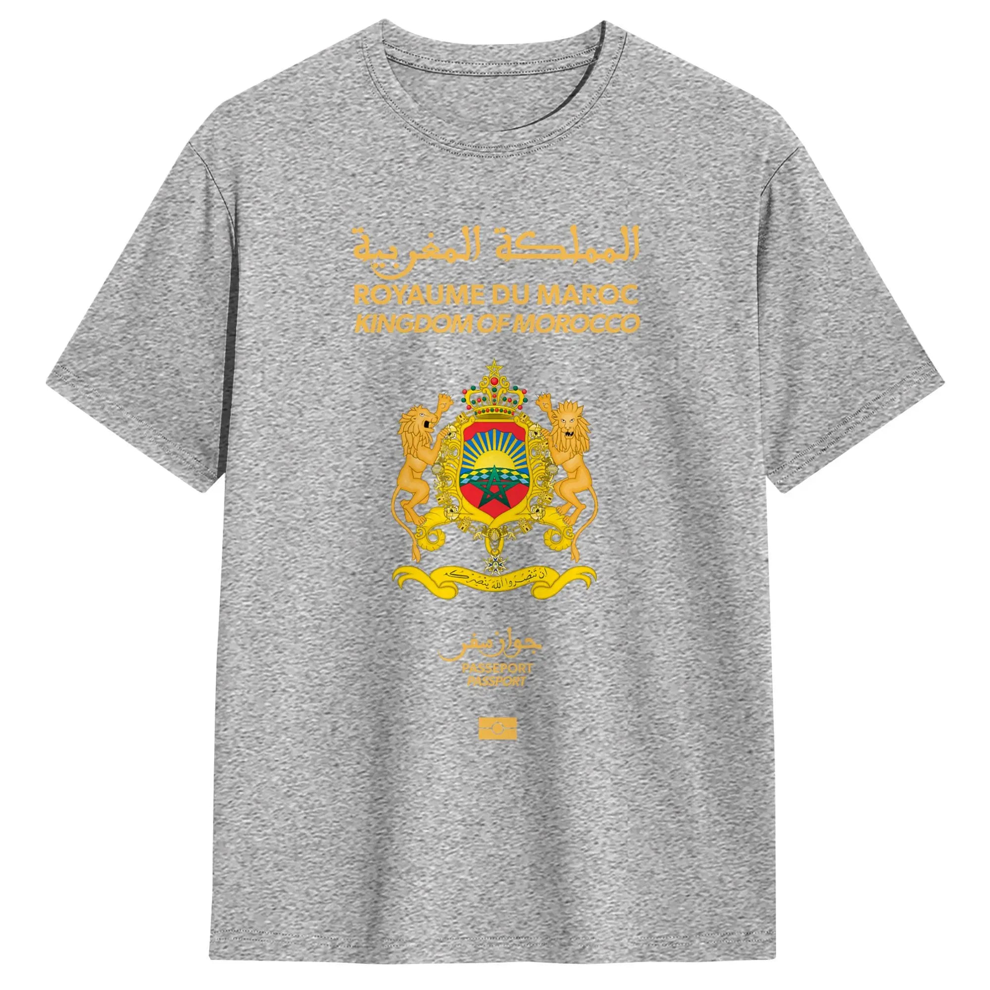 Men Moroccan passport Kingdom of Morocco T Shirts  Pure Cotton Clothing Unique Short Sleeve Crewneck Tees Adult