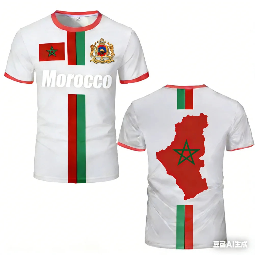 Morocco Football Jersey Maillot Football T Shirts New Design Trendy Short Sleeve Quick Drying Team Uniforms Moroccan Flag Tees